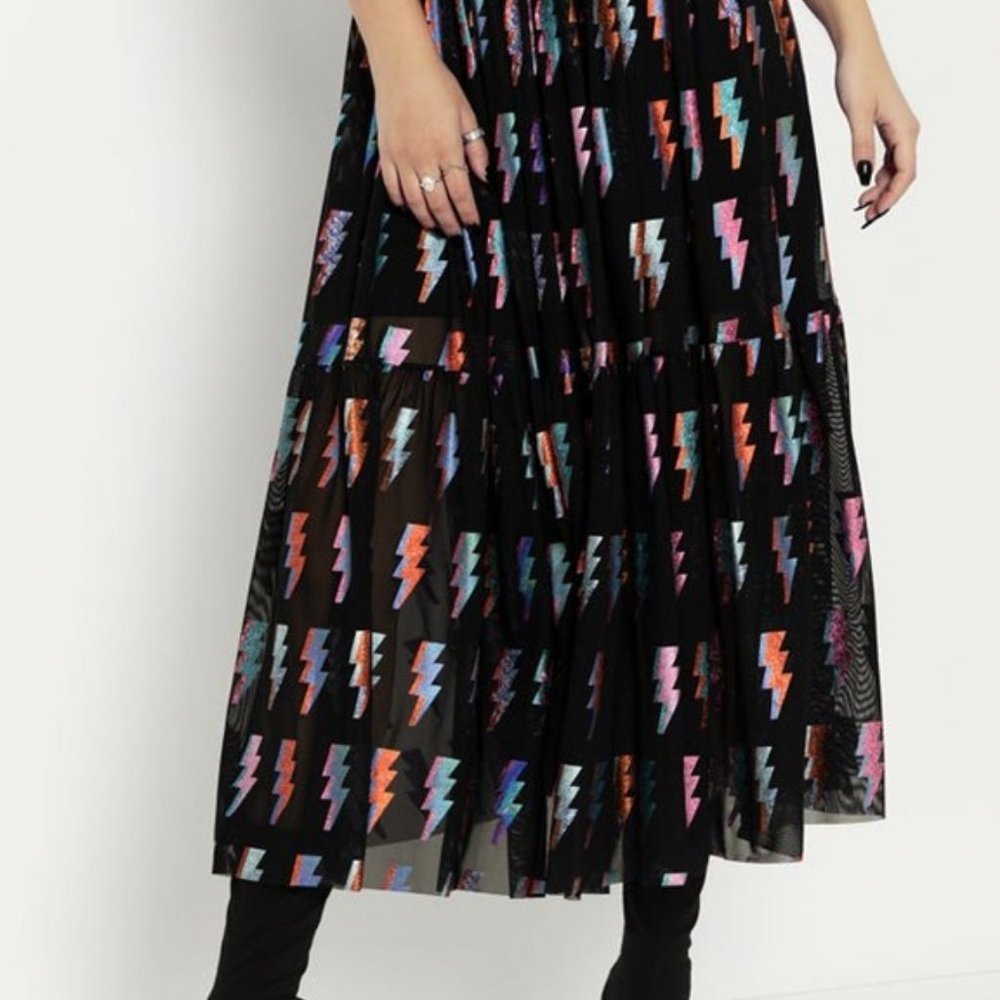 Blackmilk Ziggy Two Tier Sheer Midaxi Skirt Bowie Stardust Small Sold Out - Picture 3 of 15